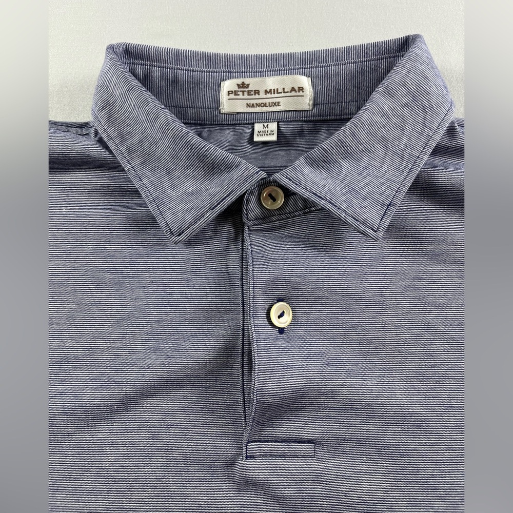 Men's Peter Millar Nanoluxe Blue Polo Shirt Medium